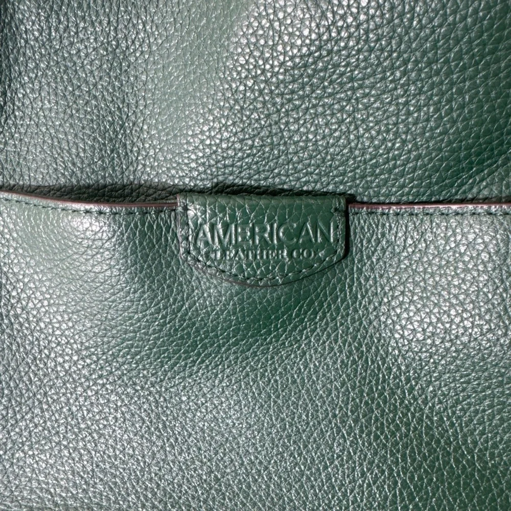 American Leather & Co Green Crossbody Bag Genuine Leather Excellent Condition - Picture 2 of 15